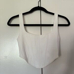 White Cropped Corset Tank Top
